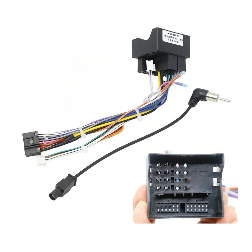 Quadlock 16 Pin Wiring Harness Adapter CANBUS Decoder for Mercedes Benz E Class W211 Connector Car Android Head Unit Wire Cable