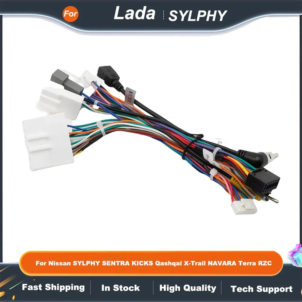 Car Radio Fascia Frame Fitting Kit with Canbus Cable Plug for Nissan SYLPHY SENTRA KICKS Qashqai X-Trail NAVARA Terra RZC