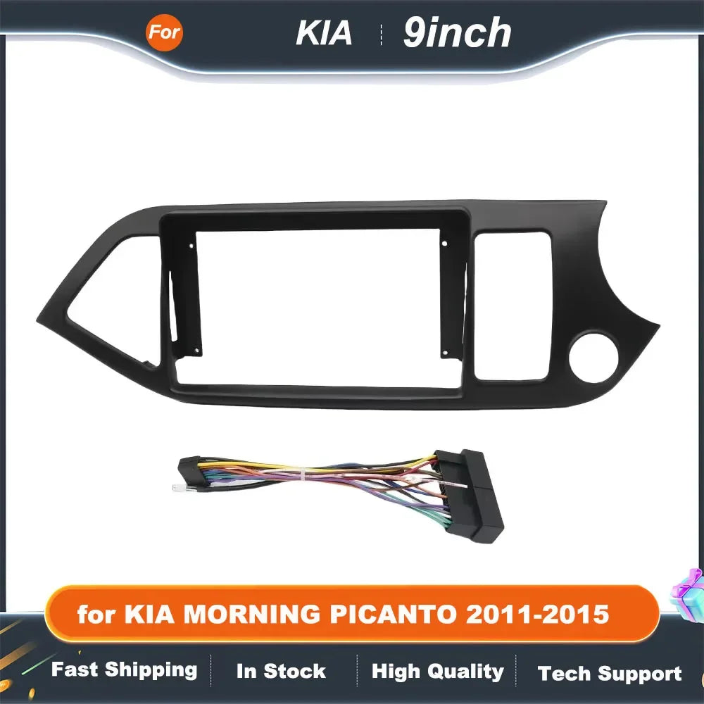 9 Inch Car Radio Fascia Frame for KIA MORNING PICANTO 2011-2015 Android Stereo Dash Panel Kit with GPS