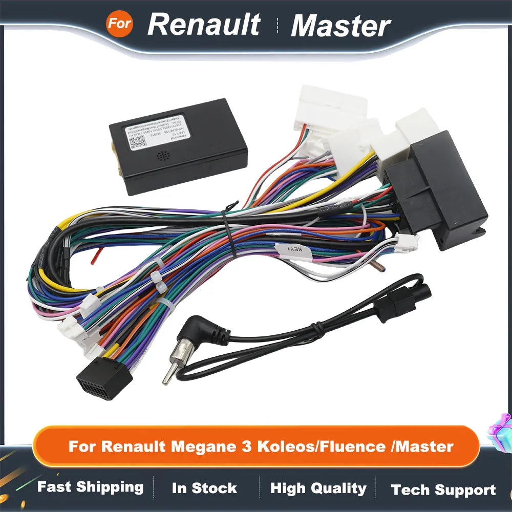 Car 16 Pin Audio Wiring Harness With Canbus Box For Renault Megane 3 Koleos/Fluence /Master Car Stereo Installation Wire Adapter