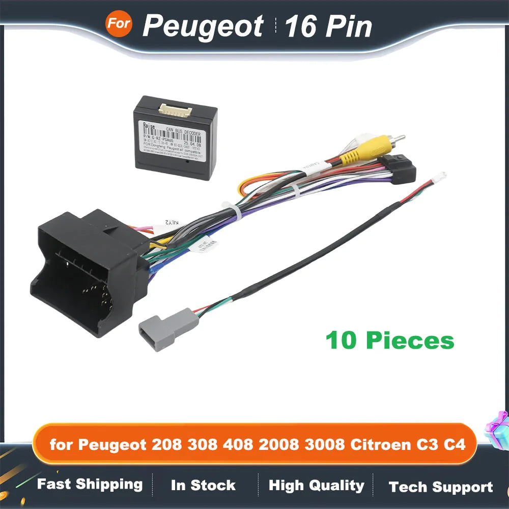 16 Pin to 56Pin Wiring Harness CAN Bus Decoder Connector Head Unit Cable Adapter for Peugeot 208 308 408 2008 3008 Citroen C3 C4