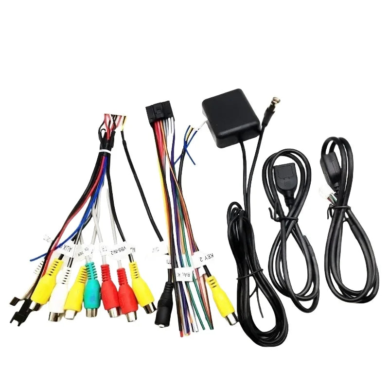 Wiring Harness Set, USB Adapters, GPS Antenna, Video Audio Aux RCA, Mic Fan Connector, Wifi Cable, for 16 Pin Car Android System