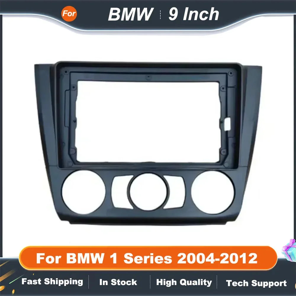 9 Inch Car Radio Fascia Frame for BMW 1 Series E81 E82 E87 E88 Android Dash Panel Kit with Canbus Decoder