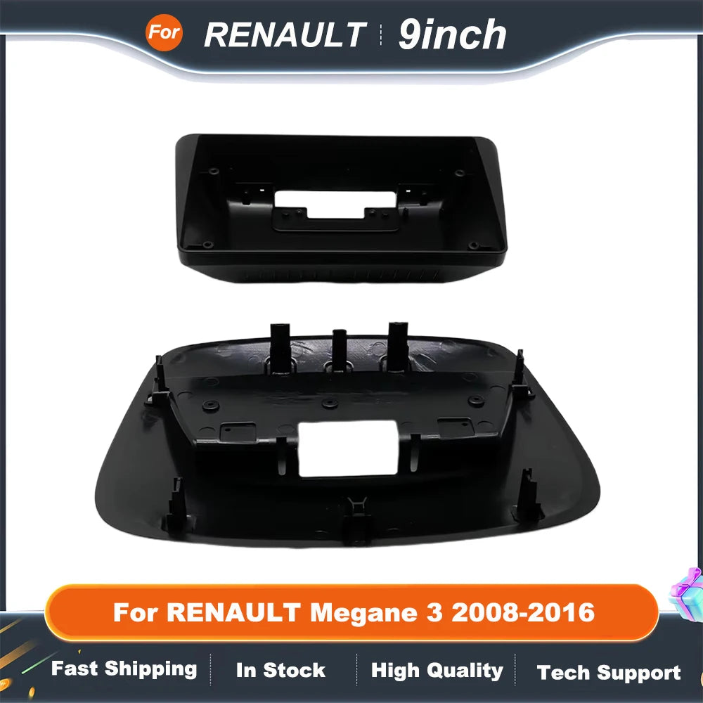 Car Head Unit Frame for RENAULT Megane 3 2008-2016 9 Inch Plastic Fascia Panel with DVD GPS MP5 Dash Mount Kit