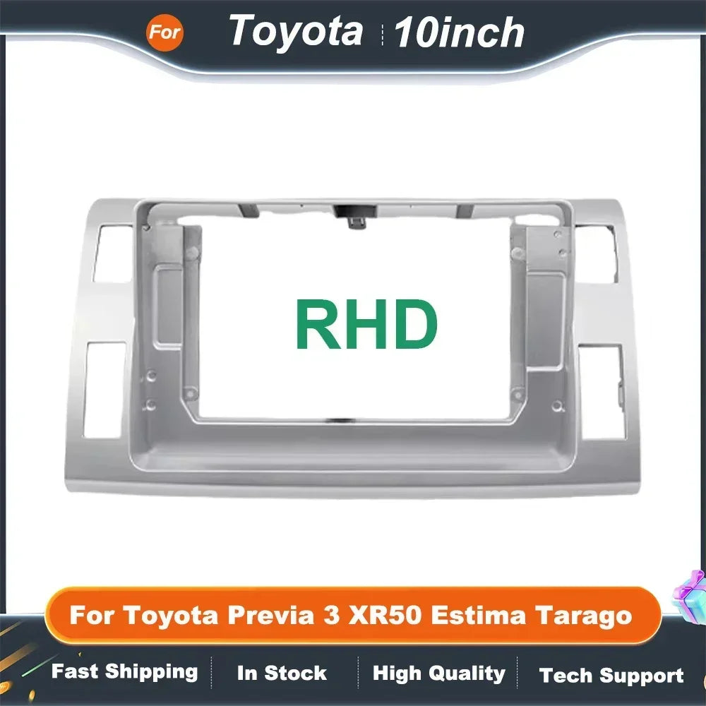 10 Inch Car Radio Fascia Adapter For Toyota Previa 3 XR50 Estima Tarago Canbus Box Decoder Android Radio Dash Fitting Panel Kit