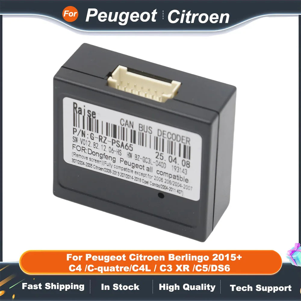 Raise PSA-RZ-15 Canbus Box 16 Pin Car Stereo Android Harness For Peugeot Citroen Berlingo 2015+ C4 /C-quatre/C4L / C3 XR /C5/DS6