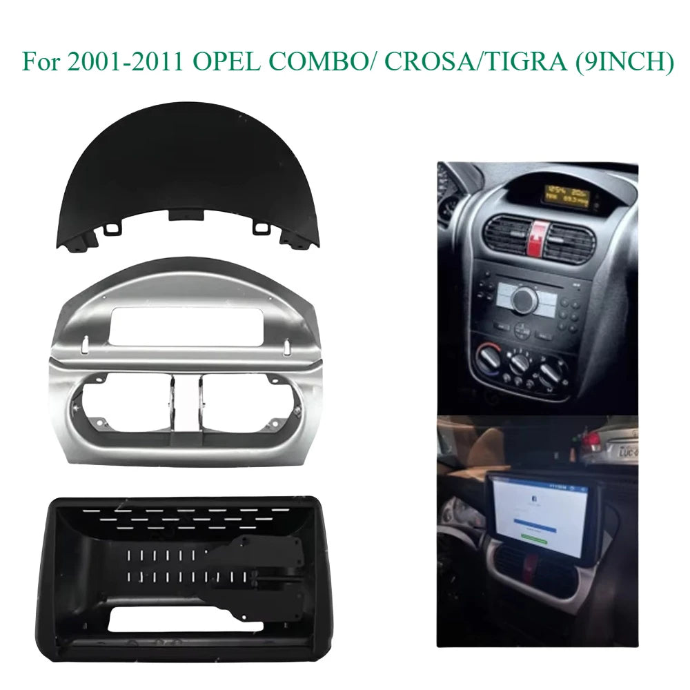 For 2001-2011 OPEL COMBO/ CROSA/TIGRA (9INCH) Car Radio Fascias Android GPS Stereo Player 2 Din Head Unit Panel Dash Frame