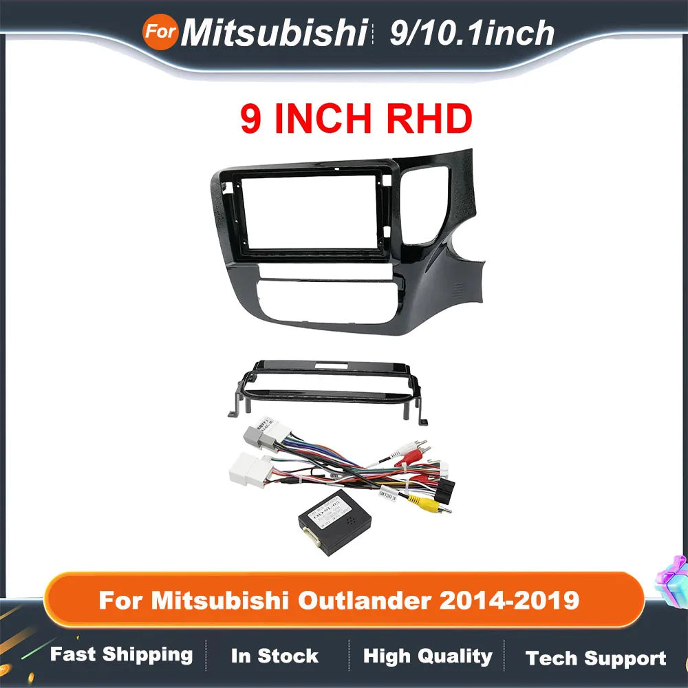 9/10.1 Inch 2 Din Car Stereo Radio Fascia Panel For Mitsubishi Outlander 2014-2019 Android Audio Frame Cover Trim Kit Face Bezel