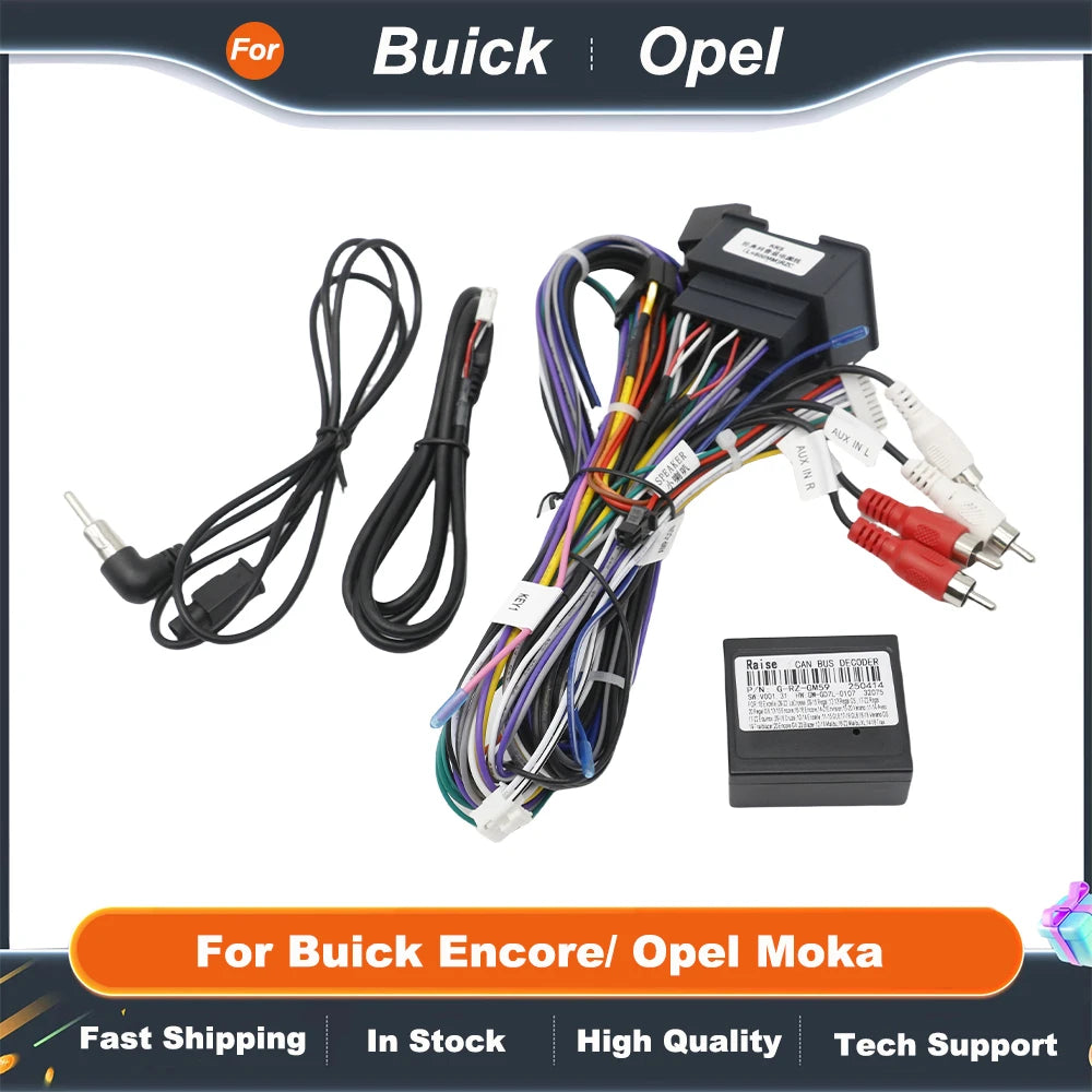 Car Android Radio CAN Bus Decoder Adapter GM-RZ-09 For Buick Encore/ Opel Moka Receiver 16 Pin Power Cable