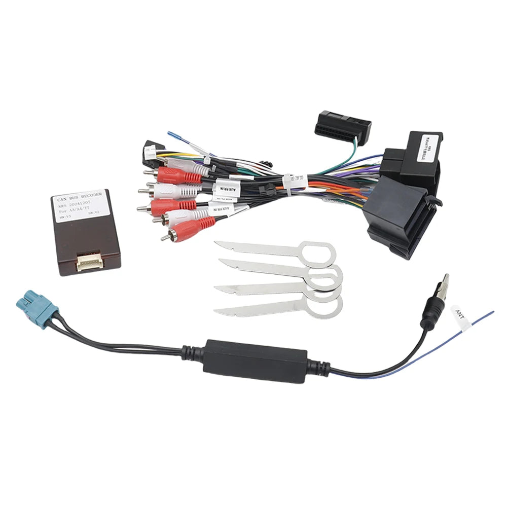 For Audi TT MK2 2006-2014 9 inch Car Radio Fascias 2 Din Frame Mount Kit Stereo Panel Wiring Harness Power Cable Adapter Canbus