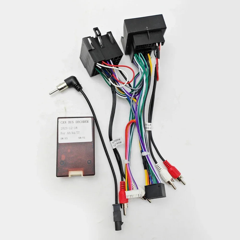 Car 16pin Wiring Harness Adapter Canbus Box Decoder Android Radio Power Cable For Audi A3 A4 TT