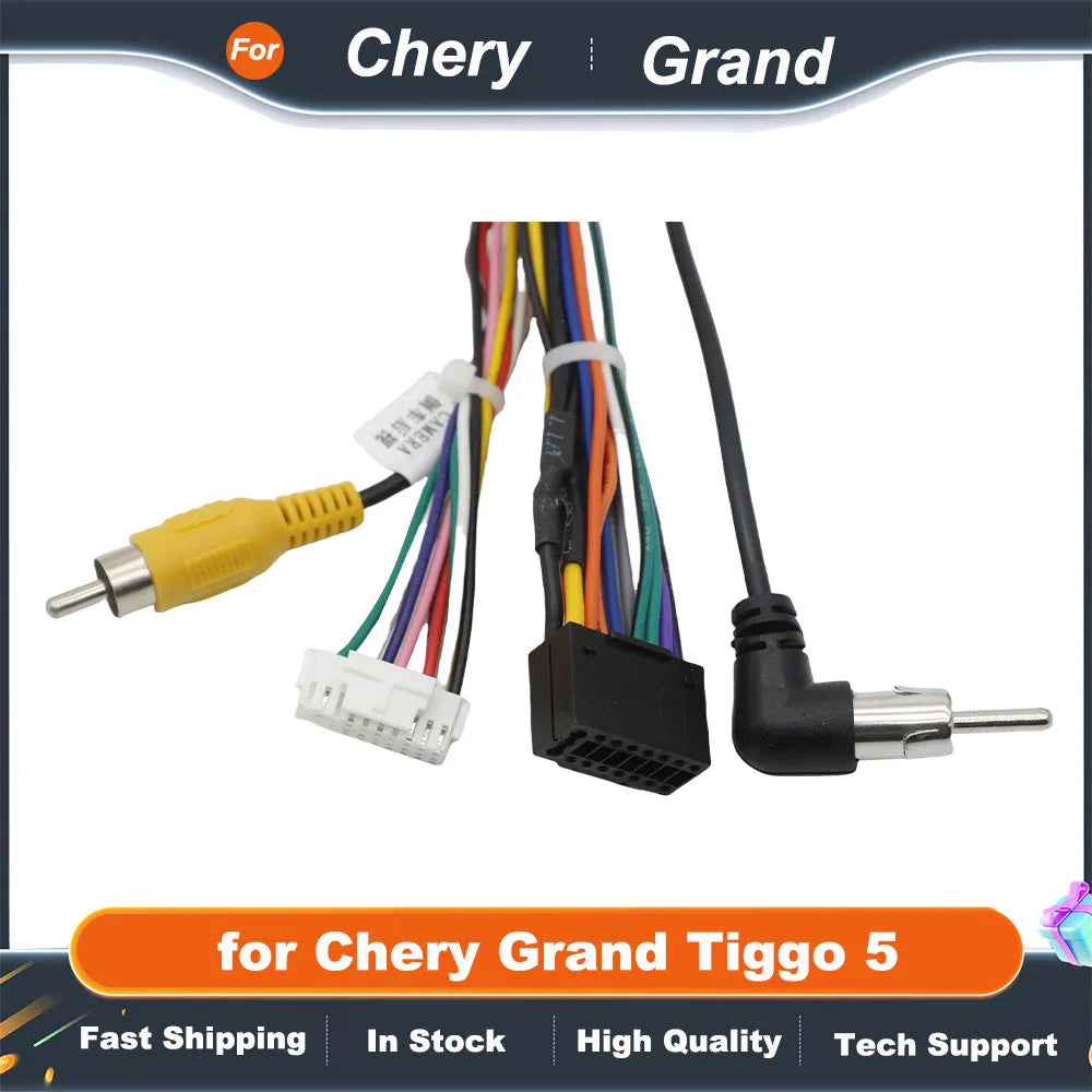 Radio Wiring Harness Adapter CAN Bus Decoder 16 Pin Plug Connector Camera In Car Android Head Unit Cable for Chery Grand Tiggo 5