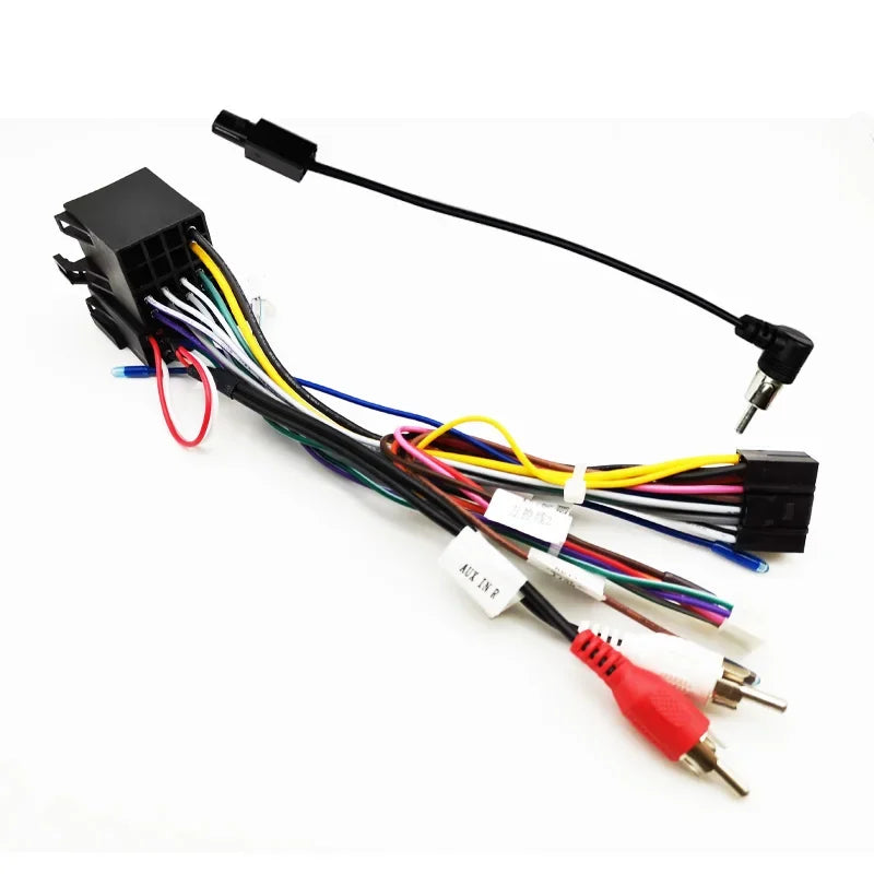 Car Android ISO Wiring Harness Adapter 16 Pin Plug Aftermarket Radio Head Unit Auxiliary Audio Cable for Audi A3 8P A4 TT