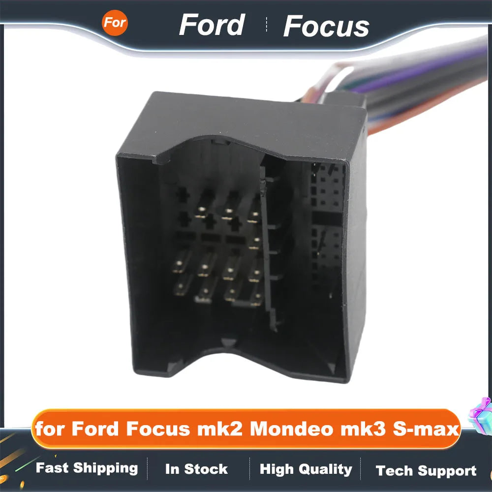 QuadLock Wiring Harness 16 Pin Plug Radio Adapter Antenna Car Head Unit 12V Connector Cable for Ford Focus mk2 Mondeo mk3 S-max