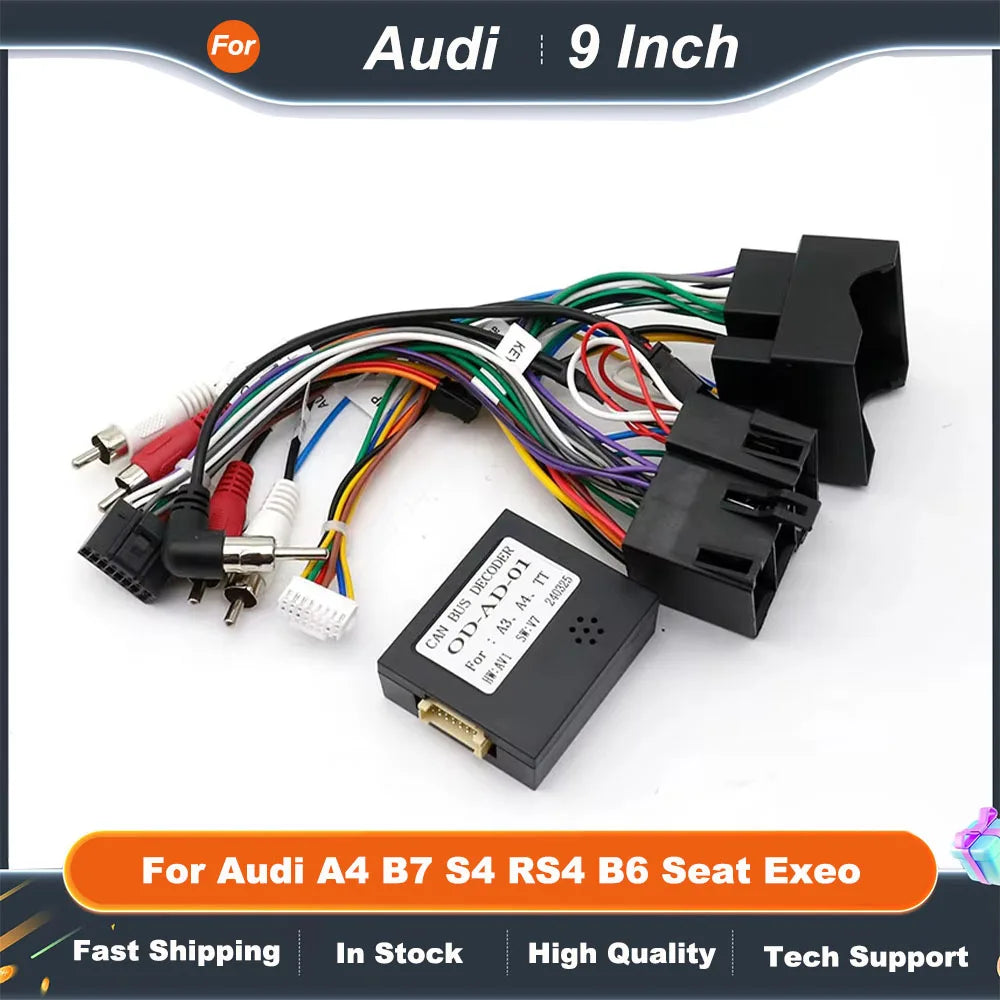 9 Inch Car Radio Fascia Frame for Audi A4 B7/B6 S4 RS4 Seat Adapter with Canbus Box Decoder Stereo Dash Panel Kit