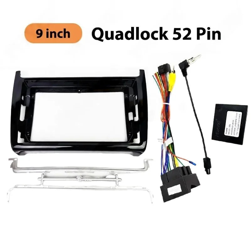Radio Panel Frame for VW Polo 2012 to 2017, Quadlock Wiring Harness Adapter, CAN Bus Decoder, for 16 Pin 9" Android Multimedia