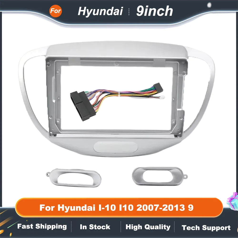 2Din Car Radio Fascia Frame for Hyundai i10 2007-2013 9" Big Screen Stereo Dash Panel Mount Refitting Kit