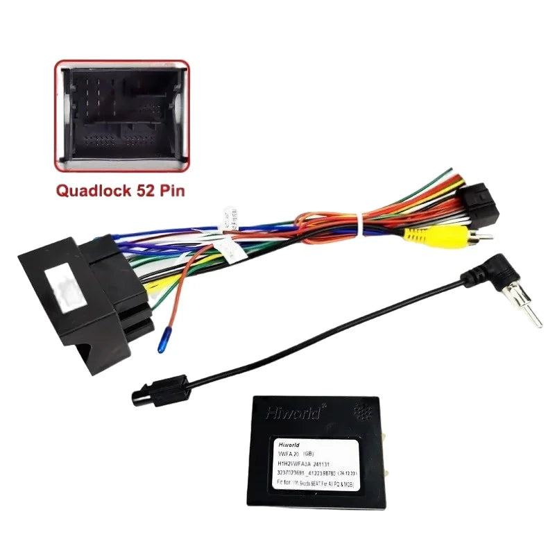 Radio Wiring Harness Adapter, CAN Bus Decoder, 16 Pin Car Android Cable, for VW Golf, Jetta, Polo, Passat, T-Roc, Octavia, Leon