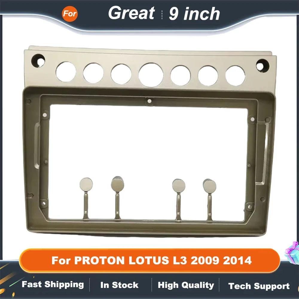 9 In chcar multimedia frame For PROTON LOTUS L3 2009 2010 2011 2012 -2014DVD Plastic Fascia Frame Stereo Panel Dash Installation