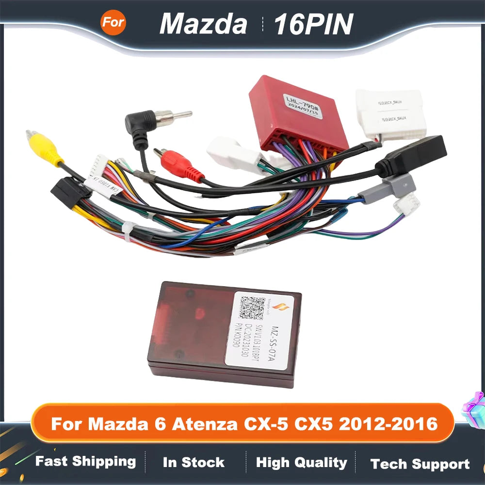 16PIN Car Android Wire Harness Adapter Canbus Box Decoder For Mazda 6 Atenza CX-5 CX5 2012-2016