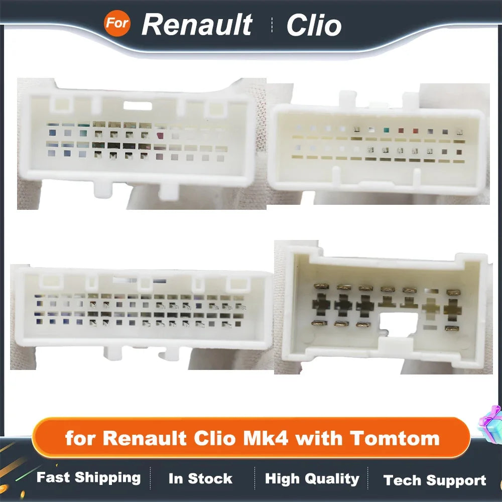 Wiring Harness CAN Bus Decoder 16 Pin to 12Pin 32Pin 24Pin Connector Car Android Cable Adapter for Renault Clio Mk4 with Tomtom