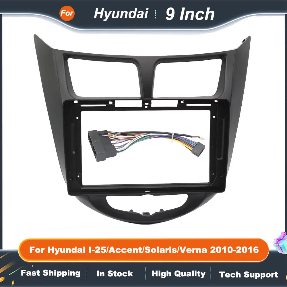9 inch Car Radio Fascia Frame for Hyundai I-25 Accent Solaris Verna 2010-2016 Android 2Din MP5 Stereo Panel Dash Kit