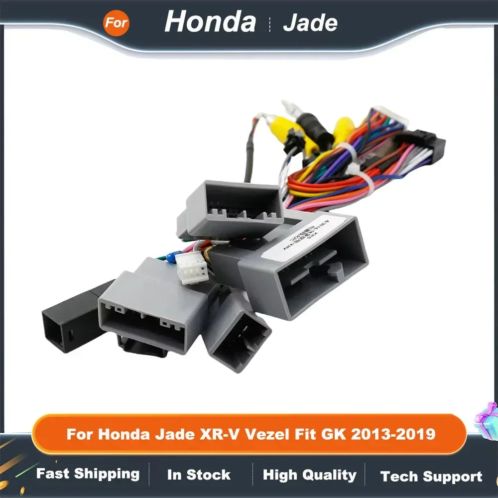 16Pin Car Radio Harness Adapter with CANBUS for Honda Jade XR-V Vezel Fit GK 2013-2019 Head Unit Power Cable