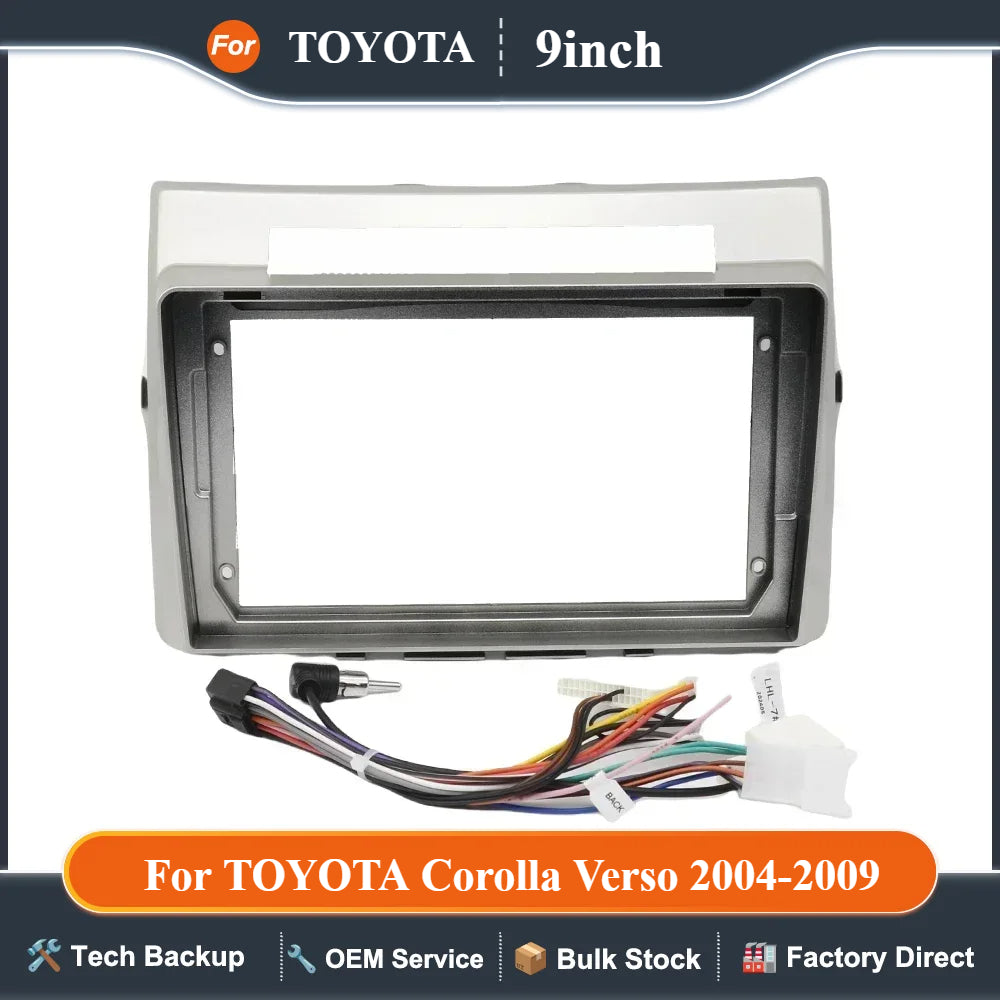 For TOYOTA Corolla Verso 2004-2009(9Inch) Car Radio Fascias Android GPS MP5 Stereo Player 2 Din Head Unit Panel Dash Frame Insta