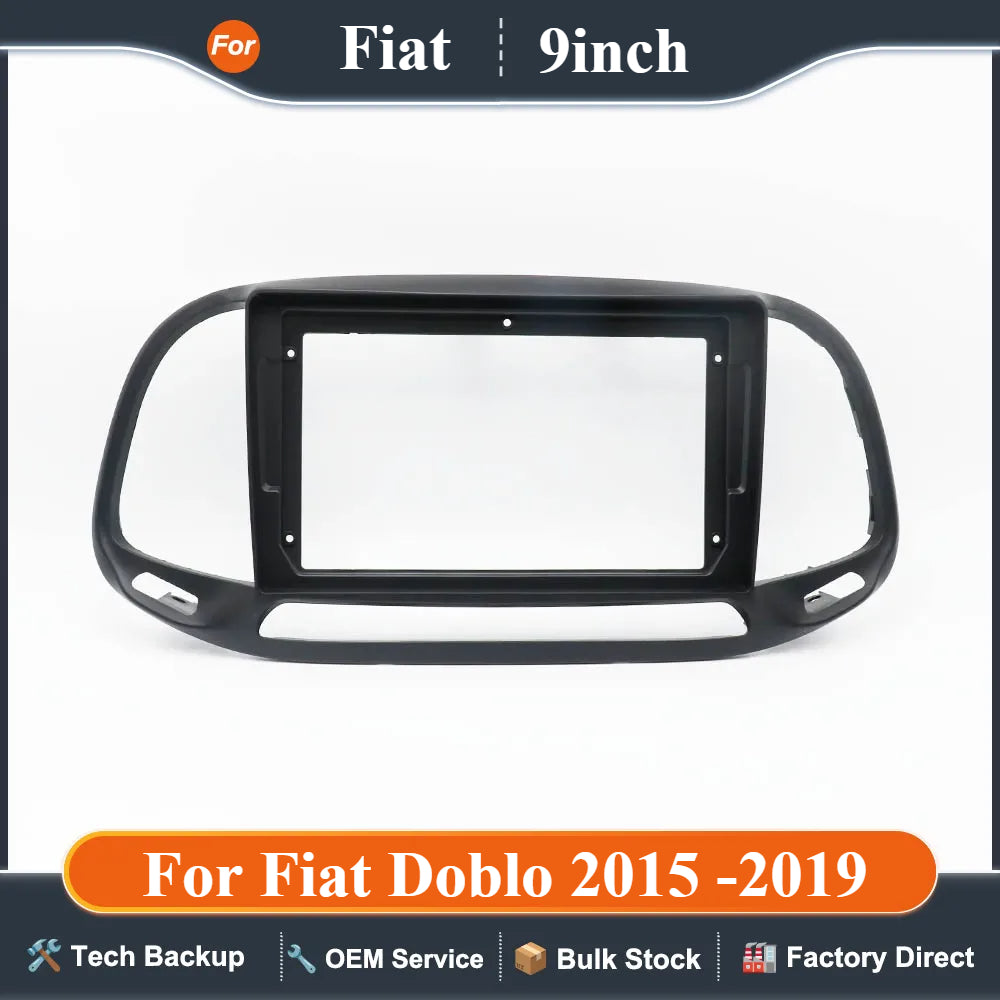 Car radio frame 9 inches Big Screen DVD Audio Dash Trim Kits Facia Panel Player screen 2 Din For Fiat Doblo 2015 -2019