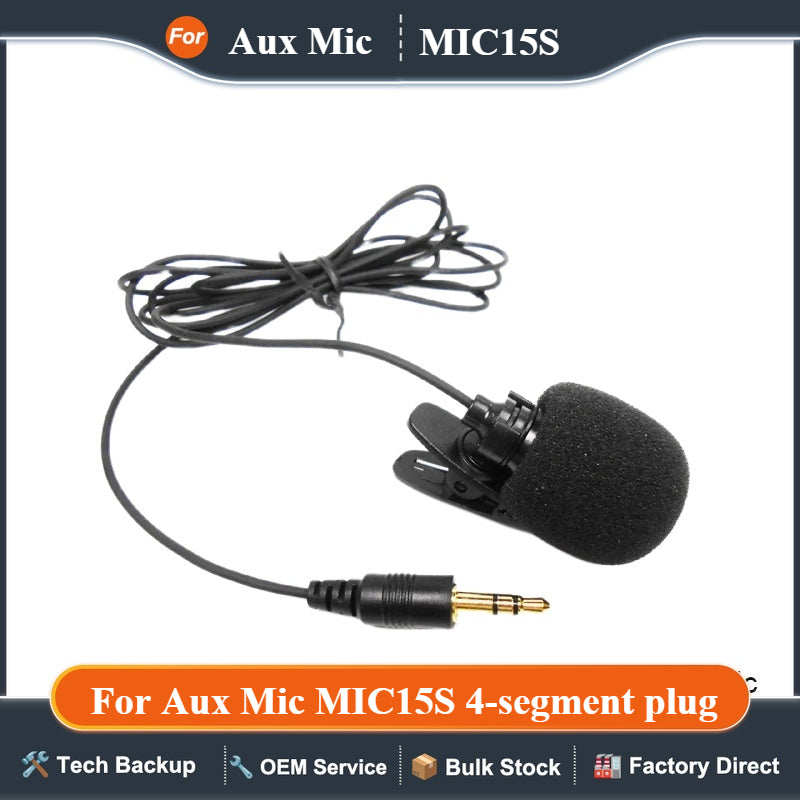 External Microphone Car Bluetooth Handsfree Kit 1.5 Meters Clip-on Gold-plated 3.5mm Aux Mic MIC15S 4-segment plug