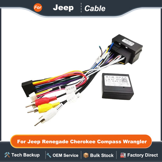 Car Radio Harness Adapter CAN Bus Decoder RCA Connector 16Pin to 52 Pin Wiring Cable for Jeep Renegade Cherokee Compass Wrangler