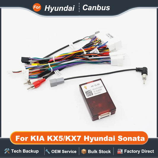Car Audio 16pin Wiring Harness With Canbus Box For KIA KX5/KX7 Hyundai Sonata 9 Stereo Installation Wire Adapter