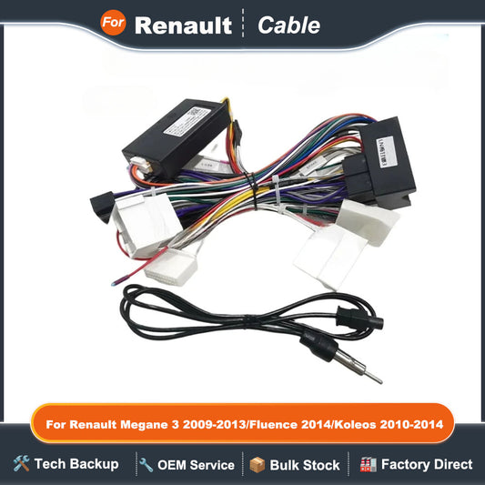 16 Pin Car Wiring Harness Adapter Canbus Box Decoder Power Cable For Renault Megane 3 2009-2013/Fluence 2014/Koleos 2010-2014