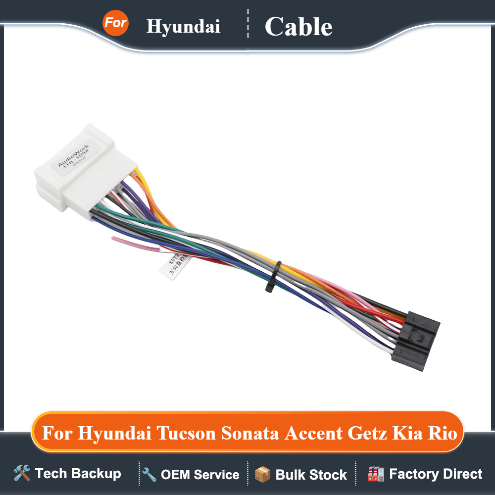 16 Pin Radio Wiring Harness Connector Car Android Cable Adapter for Hyundai Tucson Sonata Accent Getz Kia Rio Cerato Spectra