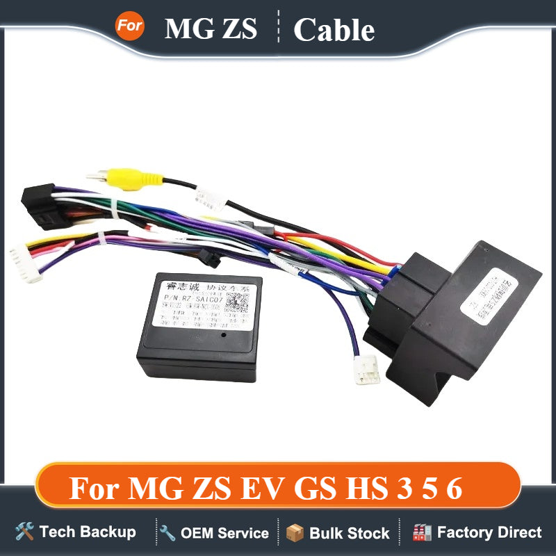 Quadlock Wiring Harness CAN Bus Decoder 16 Pin Plug Camera input Car Android Head Unit Cable Adapter for MG ZS EV GS HS 3 5 6