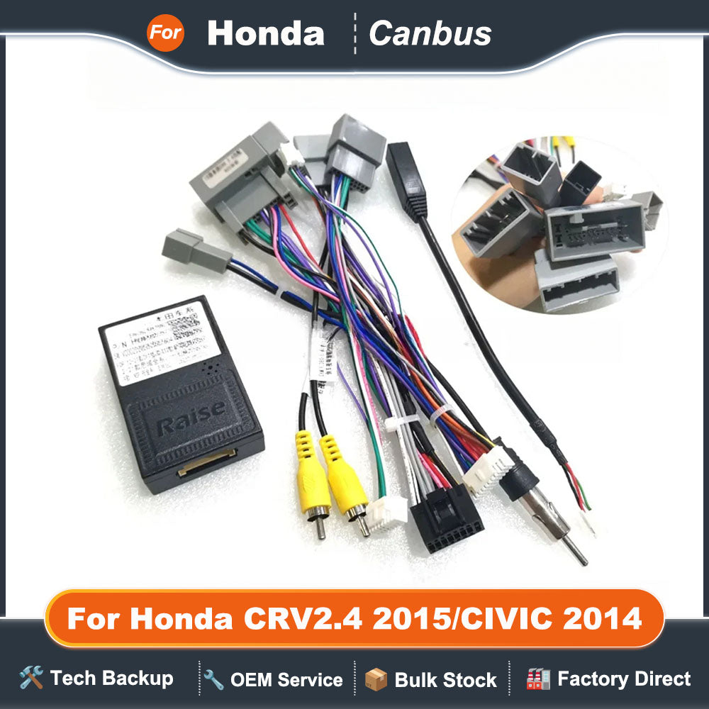 Car Radio Stereo Wiring Harness Cable Adapter Canbus Box For Honda CRV2.4 2015/CIVIC 2014 GPS 2 Din Video Player