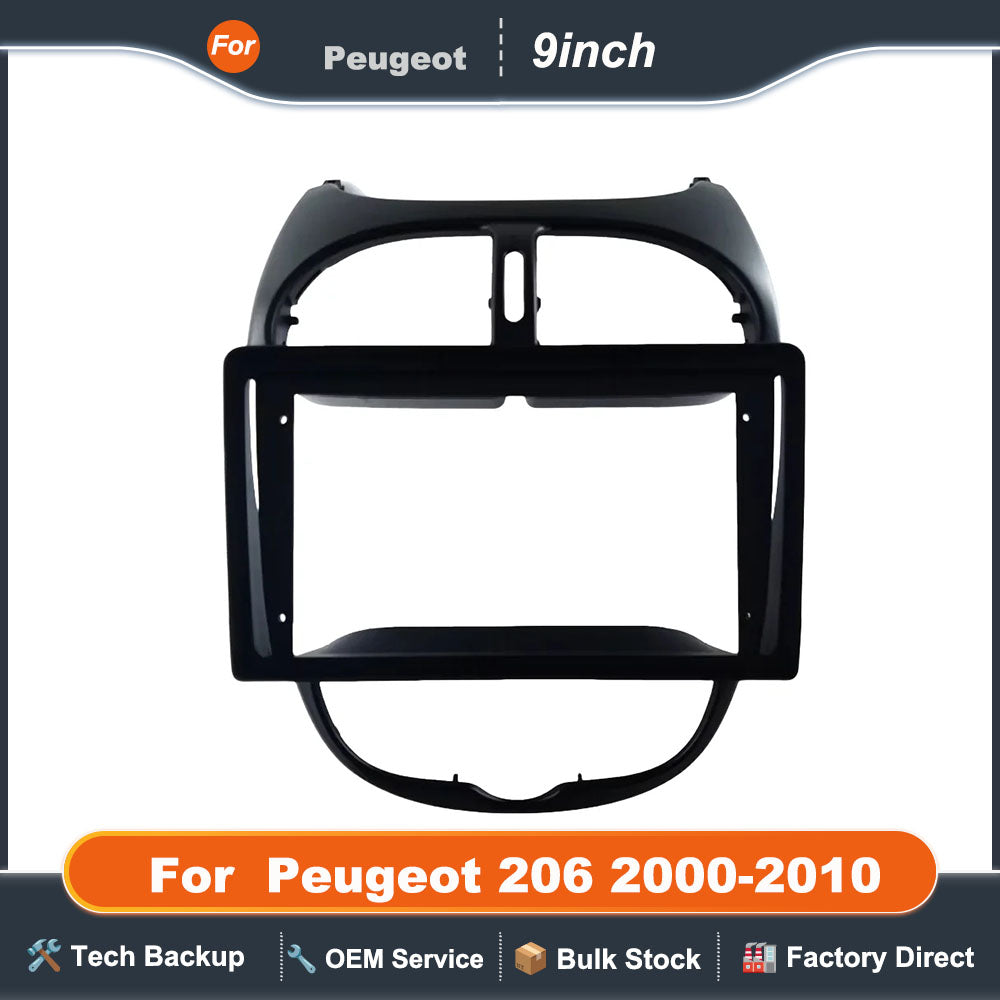 9 Inch 2 Din Car Dashboard Frame CAR DVD Frame Radio Panel Frame Navigation Panel for Peugeot 206 2000-2010 2 din Android