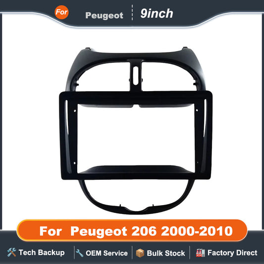 9 Inch 2 Din Car Dashboard Frame CAR DVD Frame Radio Panel Frame Navigation Panel for Peugeot 206 2000-2010 2 din Android