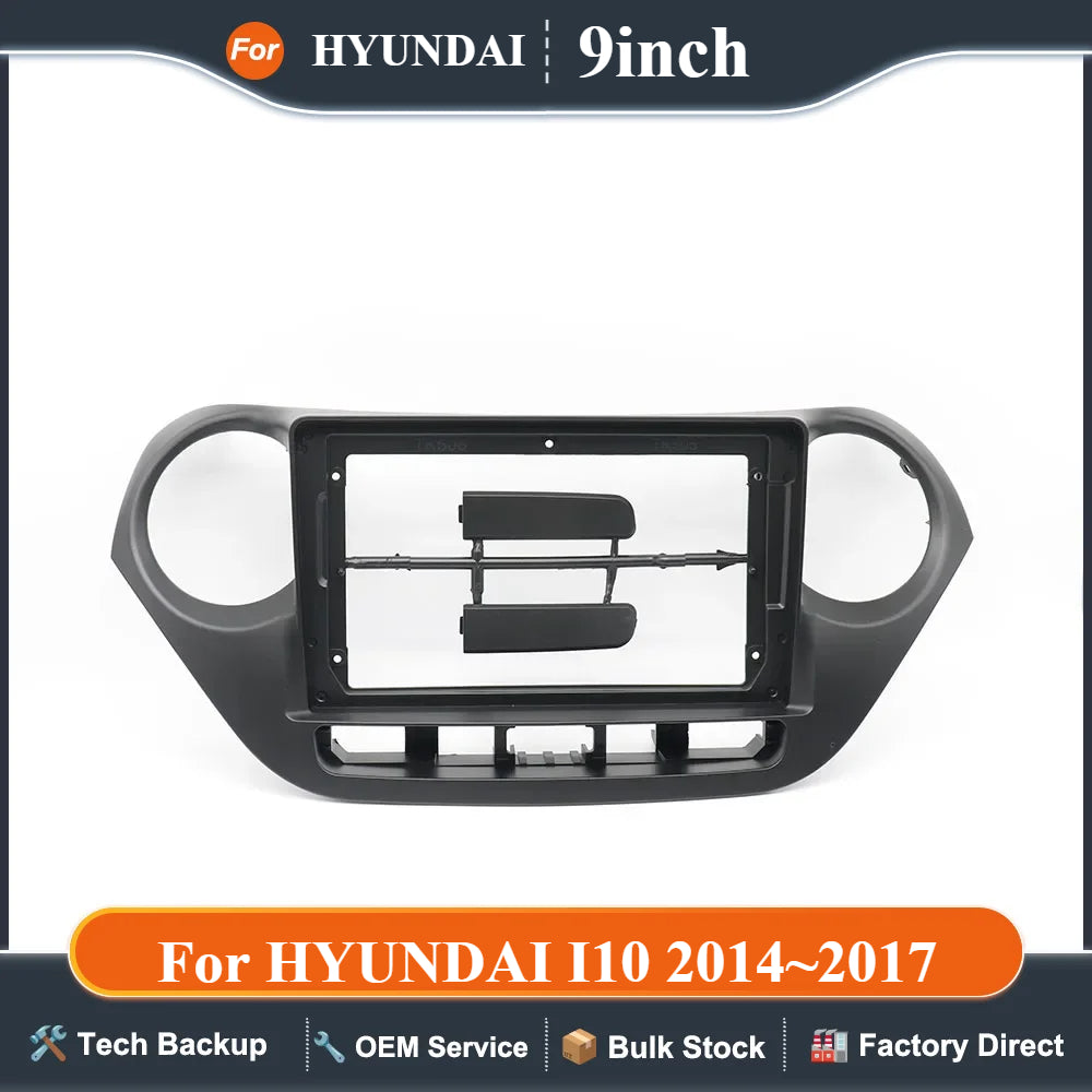 For HYUNDAI I10 2014~2017(9INCH) Car Radio Fascias Android GPS MP5 Stereo Player 2 Din Head Unit Panel Dash Frame Installation