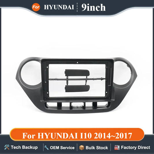 For HYUNDAI I10 2014~2017(9INCH) Car Radio Fascias Android GPS MP5 Stereo Player 2 Din Head Unit Panel Dash Frame Installation