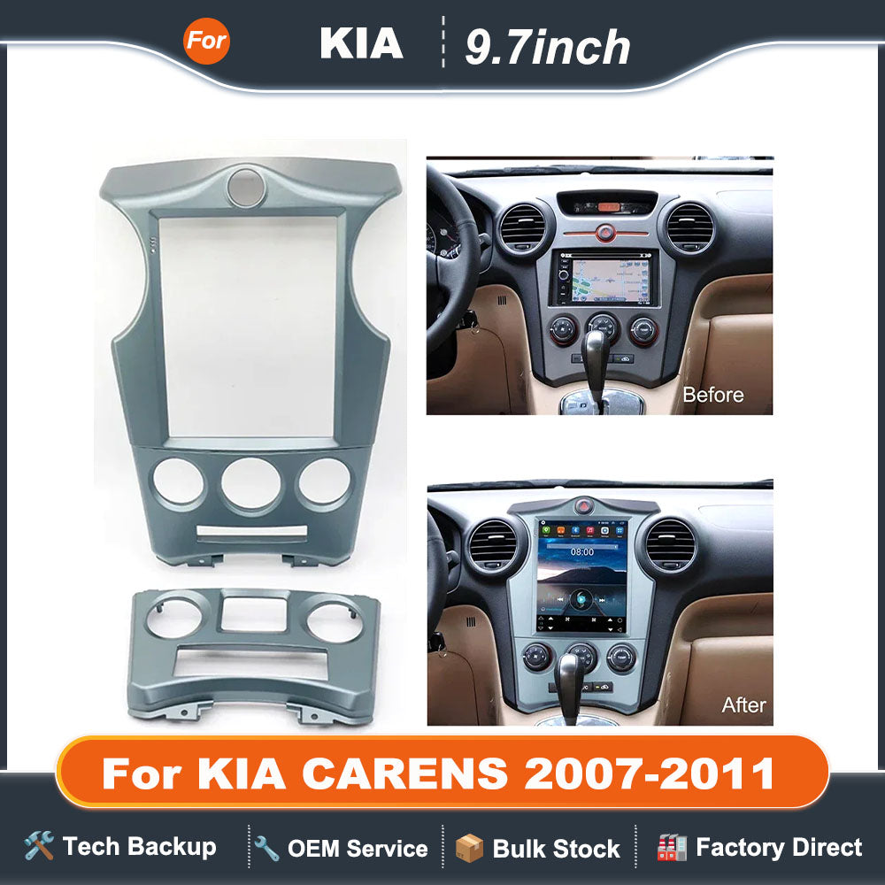 9.7 Inch 2 Din Car Radio Fascias For KIA CARENS 2007-2011 Tesla Style Multimedia Frame Video Player Navigation DVD Panel Trim