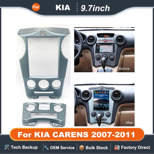 9.7 Inch 2 Din Car Radio Fascias For KIA CARENS 2007-2011 Tesla Style Multimedia Frame Video Player Navigation DVD Panel Trim