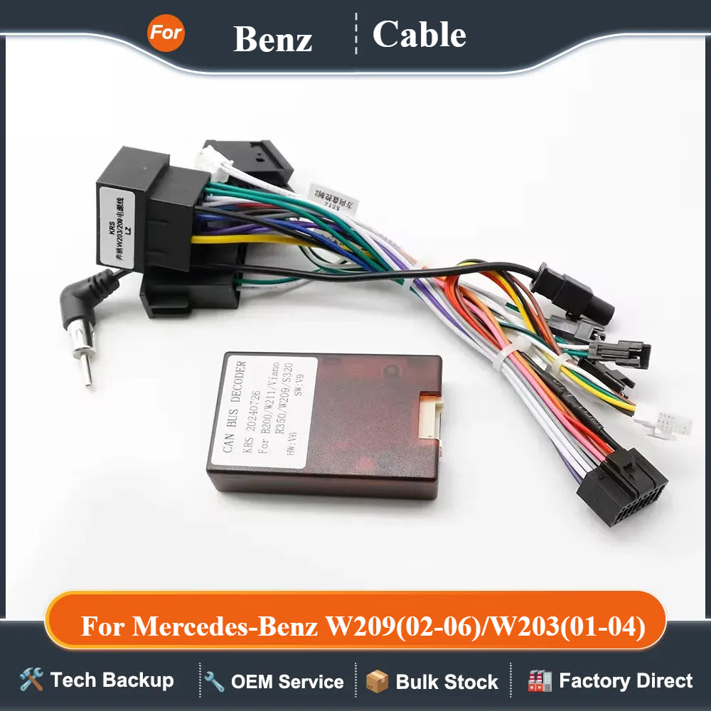 Car 16pin Audio Wiring Harness Adapter With Canbus Box For Mercedes-Benz W209(02-06)/W203(01-04) Stereo Installation