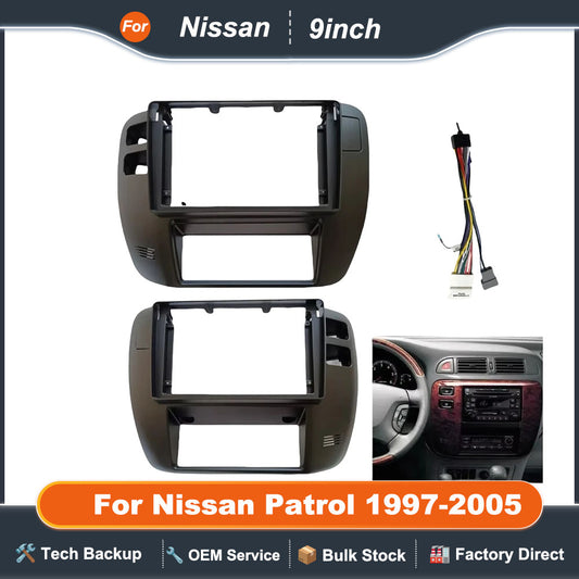 For Nissan Patrol 1997-2005(9Inch) Car Radio Fascias GPS MP5 Android Stereo DVD Player 2 Din Head Unit Panel Dash Frame Trim Kit