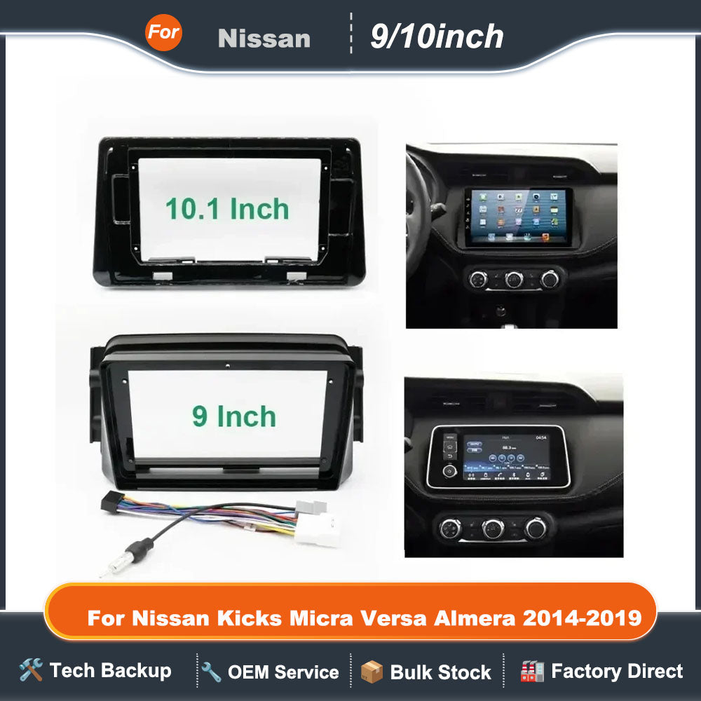 Car Frame Fascia Adapter Android Radio Dash Fitting Panel Kit For Nissan Kicks Micra Versa Almera 2014-2019 9"10.1 Inch