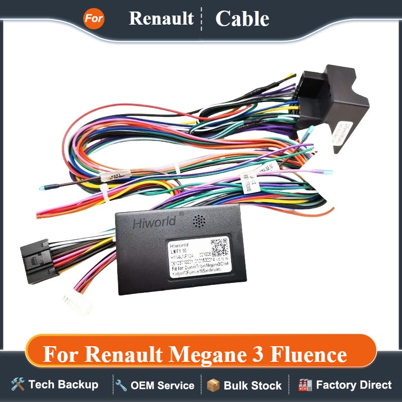 Quadlock Wiring Harness CAN Bus Decoder 16 Pin Plug to 12 Pin Connector Car Android Cable Adapter for Renault Megane 3 Fluence