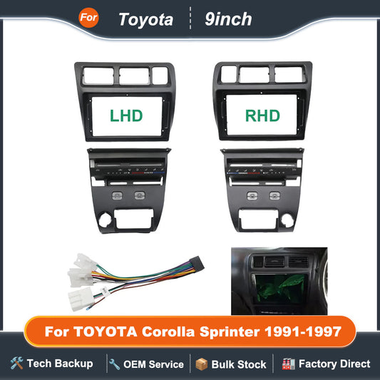 2 DIN Frame 9 Inch Car Fascia Radio For TOYOTA Corolla Sprinter 1991-1997 Panel Player Audio Dash Dashboard MP5 Mount Trim Kit