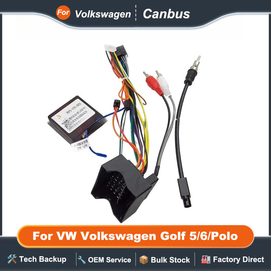 Canbus Box RP5-VW-001 For VW Volkswagen Golf 5/6/Polo/Passat/Jetta/Tigua 16 PIN Harness Power Cable Android Car radio Multimedia