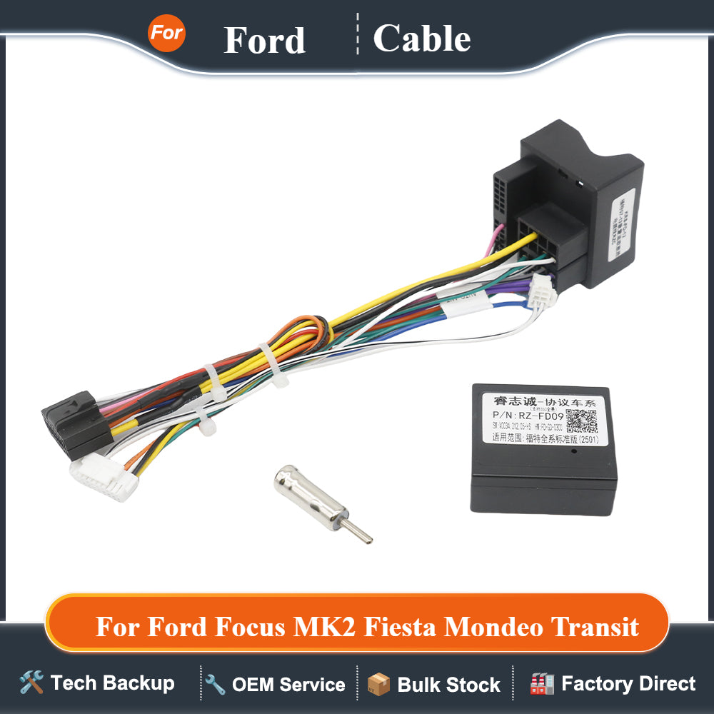 16 Pin To Quadlock Wiring Harness  for Ford Focus MK2 Fiesta Mondeo Transit CAN Bus Decoder Automotive Cable Android Radio