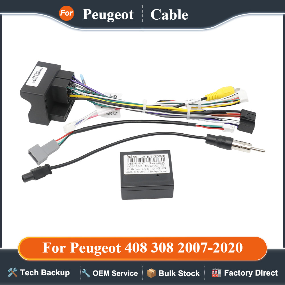 Car Radio PSA-RZ-01 Canbus Box 16 PIN Adaptor For Peugeot 408 308 2007-2020 Power cable Android 2 Din